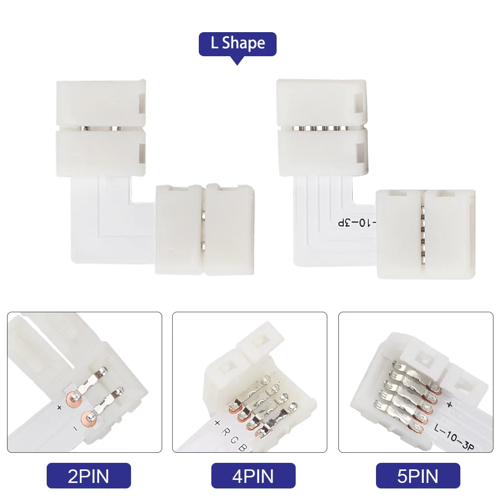 connecteurs cable led blanc plat moderne adhésif 2pin 3pin 4pin 5pin forme pieces