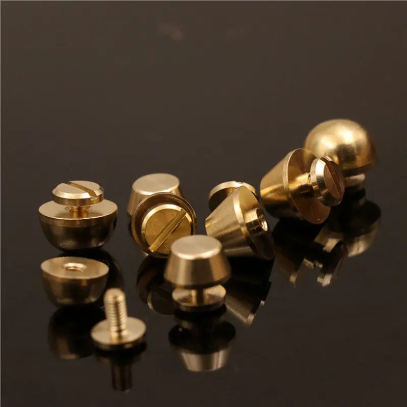 boutons cuir dorés classiques vis lisses sacs main maroquinerie 10x6mm 12x7mm