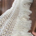 écharpe macramé franges coton blanc boho artisanal longueur 10cm 11cm 14cm
