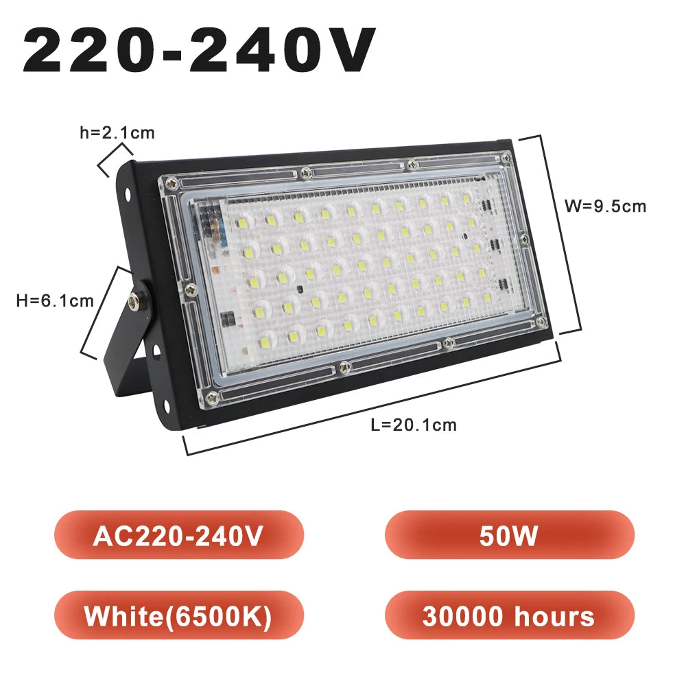 projecteur led industriel ip65 mural 50w blanc 6500k aluminium extérieur