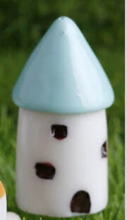 miniatures maison toits tuiles détails architecturaux vent mill tours blanches bleues
