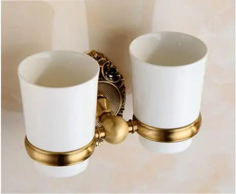 ensemble porte serviettes salle bain doré ornements décoratifs classique porte brosse dents porte verre