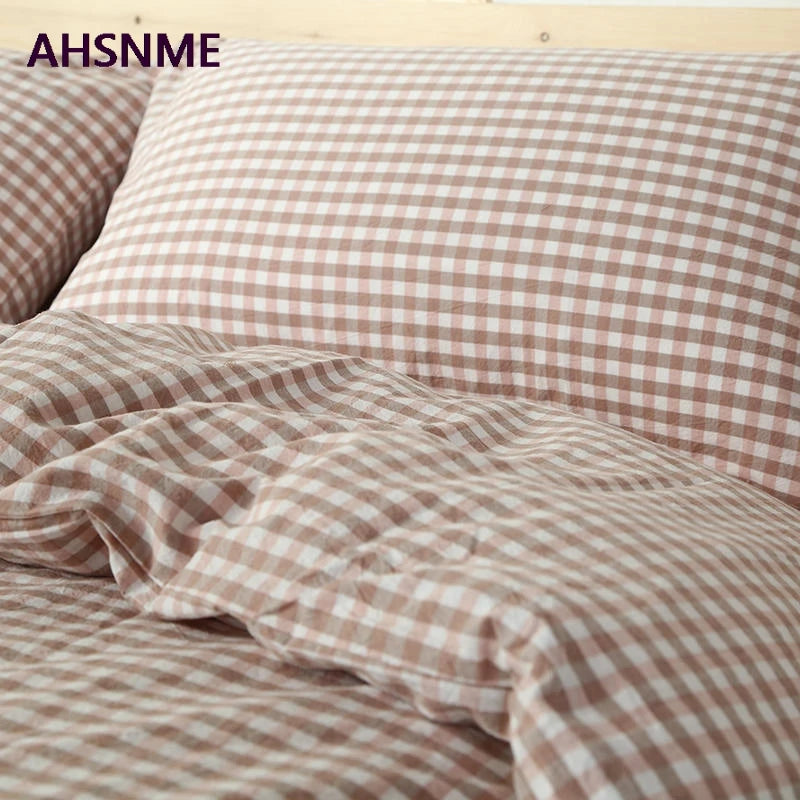 ensemble literie coton gingham rose oreillers couverture taies doreiller simple