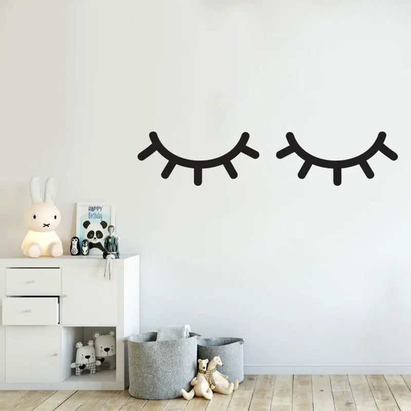 autocollants muraux cils noirs minimaliste résistants eau dimension 12cm 57cm