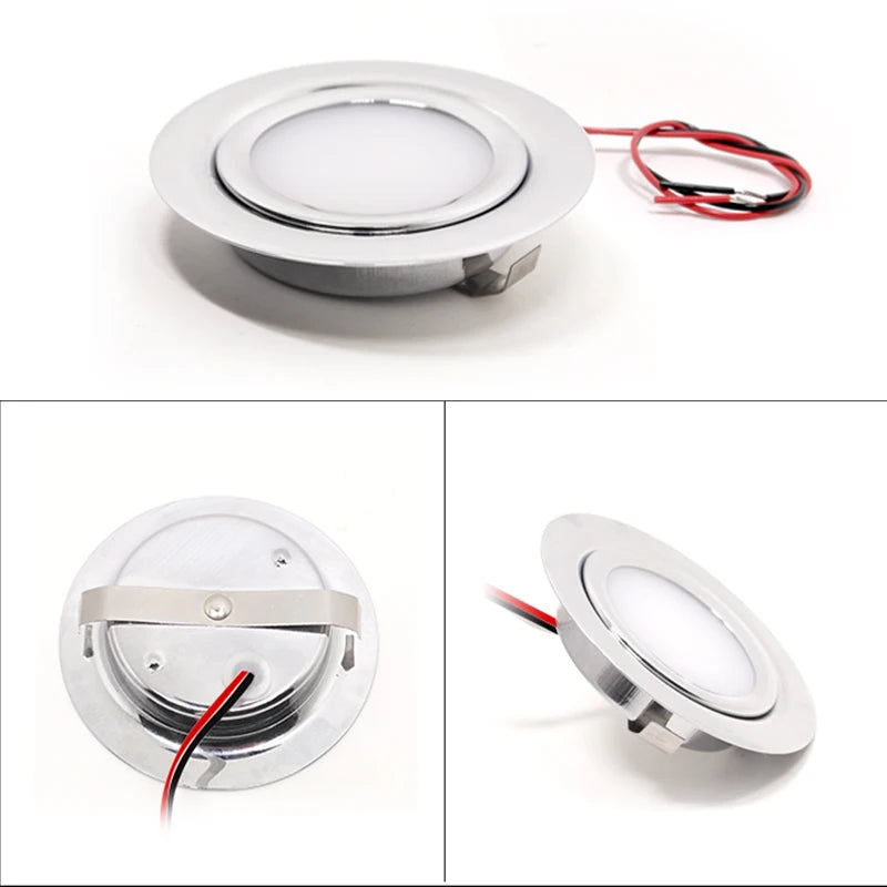 Spot LED encastrable argenté moderne 12V 3W IP65 salle bain vis câble