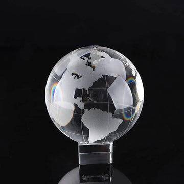 Boule en cristal motif football décoration bureau