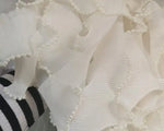 ruban blanc dentelle fleurs 6cm large semi transparent festif couture décoration robe
