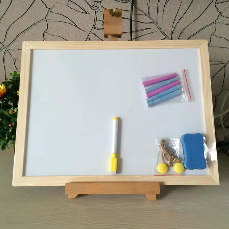 tableau blanc magnétique effaçable sec cadre bois 30x40cm dessin messages école marques supplémentaires