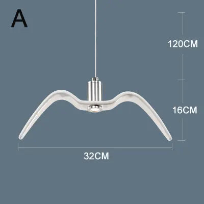 suspension lumineuse moderne oiseau stylisé noir blanc câbles opacité chambre salon