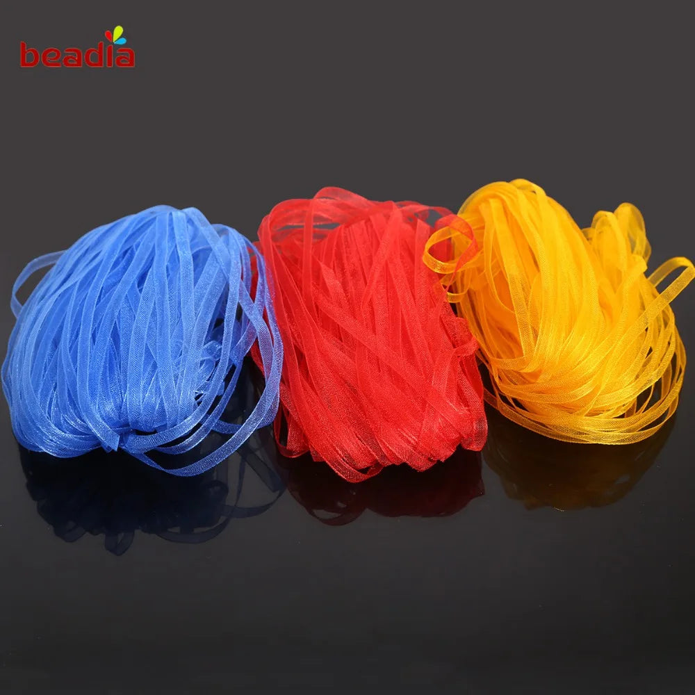 rubans organza polyester 20yards 3mm couleur unie moderne diy craft mariage decoration bleu rouge