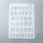 gabarits lettres gothiques adhésifs peinture murale stencil alphabet wall painting embossing opaque deco album