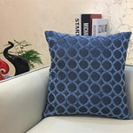coussin carré velours motif cercles entrelacés rouge jaune vert bleu violet gris contemporain fixations