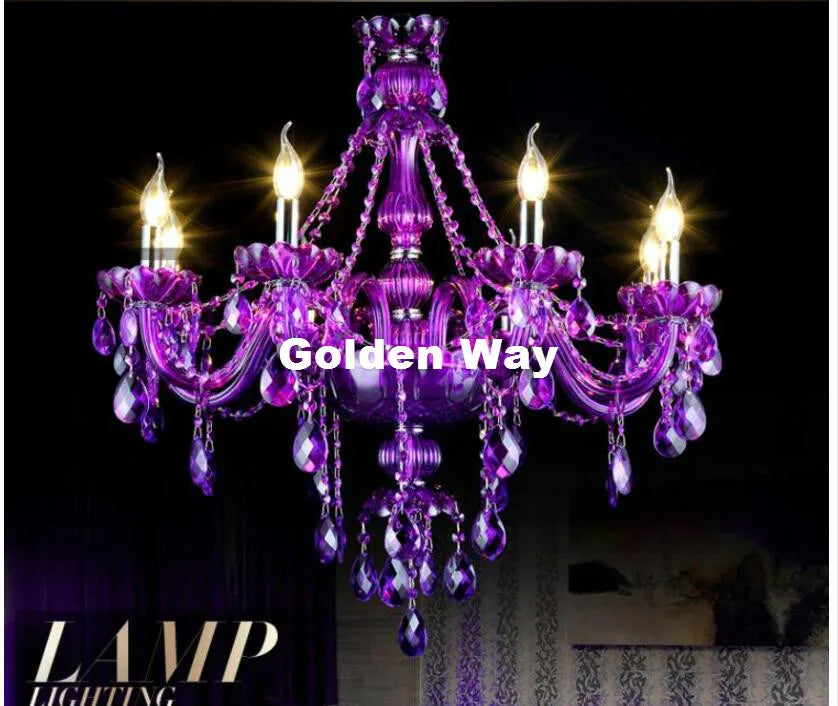 lustre cristal violet transparent classique encastrée led 90v 260v e14 art deco