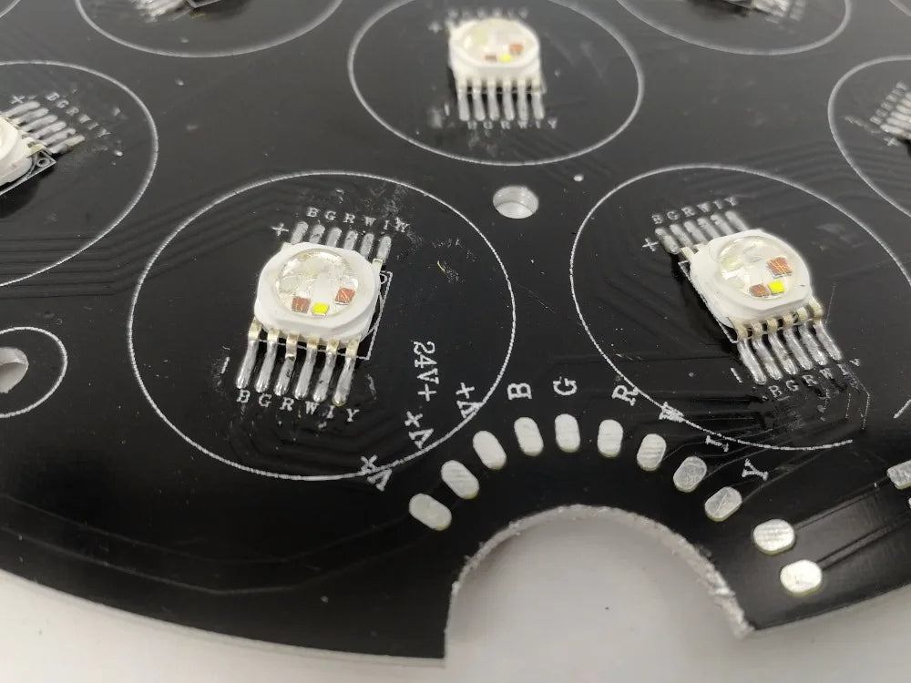 plaque circuit imprimé led rgbwa uv 18w 19x19cm professionnel dje scène électronique technologie