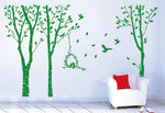 Grand autocollant mural arbre oiseau paysage forêt