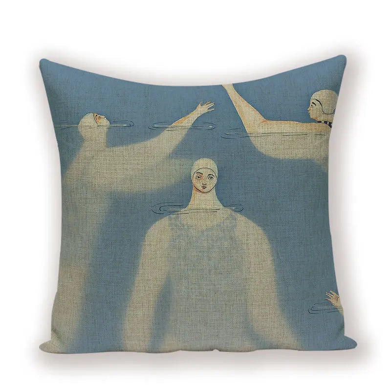coussin decoratif abstrait bleu clair beige contemporain maison voiture 45x45cm imprimé numérique