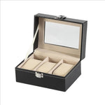 boîte rangement montres simili cuir noir 12 slots classique
