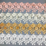 ruban dentelle fleurs relief strass mariage blanc rose doré coton polyester 9cm large élégant