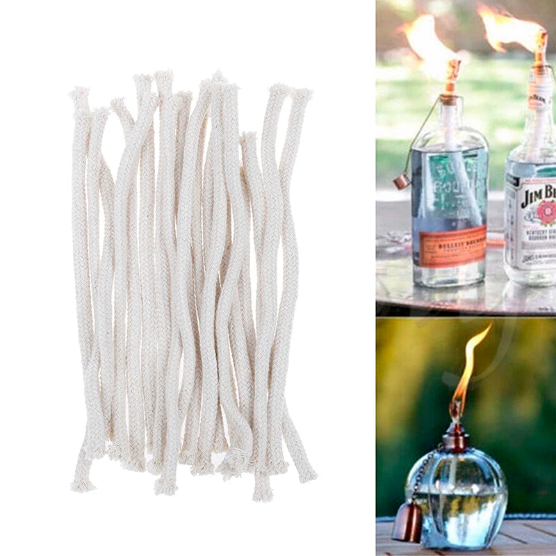allumettes mèche tressée blanc rustique artisanal cordons tissés lampes huile décoration naturelle intérieur chaleureux