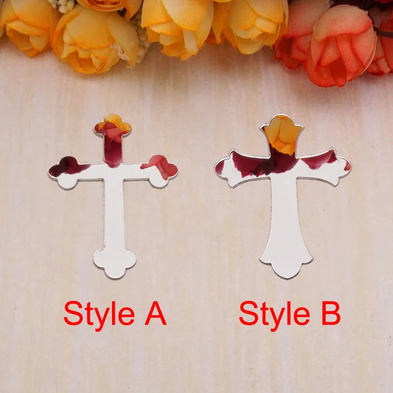 croix miroir acrylique blanc noir doré 30 pièces 3cm 5cm 8cm classique occasion fête