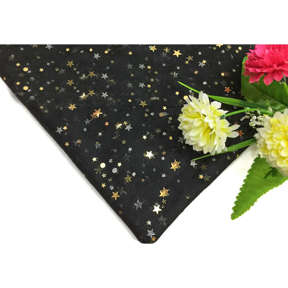 tulle étoiles dorées blanc rose bleu vert jaune violet noir translucide décoration mariage robe