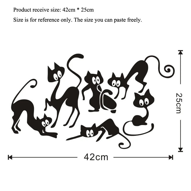 sticker mural silhouettes chats noir moderne décoration intérieure résistant eau 42cm 25cm