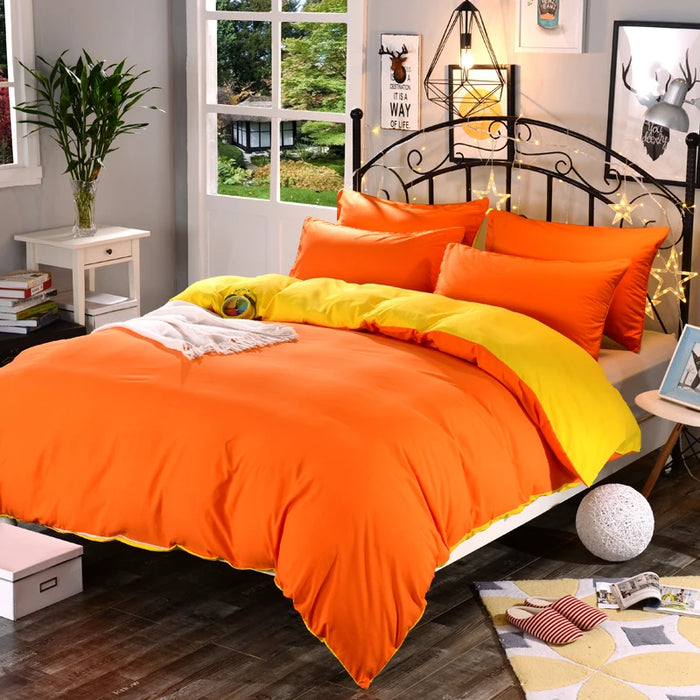 Housse de couette en tissu cryptage couleur unie sur un lit