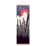 toile d'art ukiyo samouraï contemporain illustration noir blanc rouge gris cadre bois