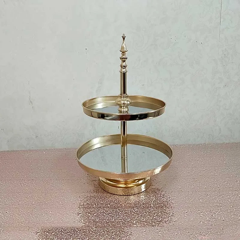 support gâteaux doré métal brillant respectueux environnement classique niveaux cupcakes mariage anniversaire joyeux stand