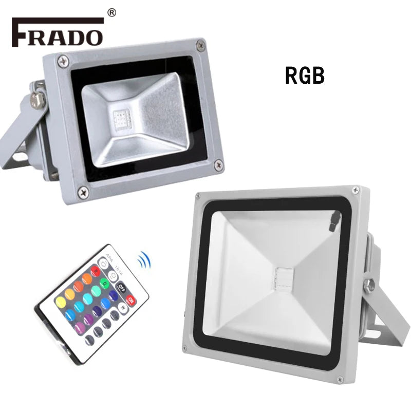 projecteur led moderne gris métallisé ip65 rgb télécommande flux lumineux 2000 82000 certifié rohs