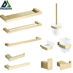 ensemble accessoires salle bain doré nickel moderne porte papier savon porte brosse wc étagerie