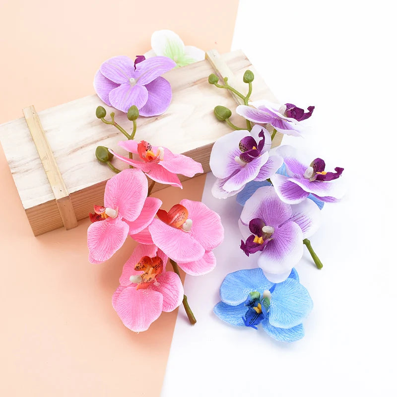 fleurs artificielles orchidées mix couleur decoration intérieure moderne minimaliste vert rose violet bleu blanc