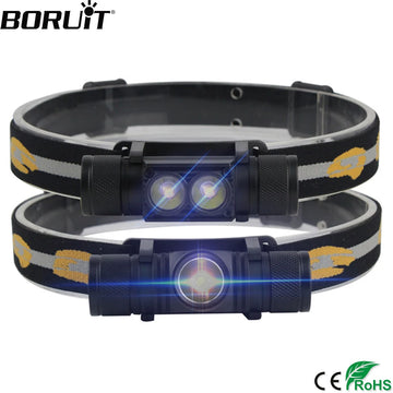 lampe frontale rechargeable camping chasse étanche 10w led noir jaune adjustable