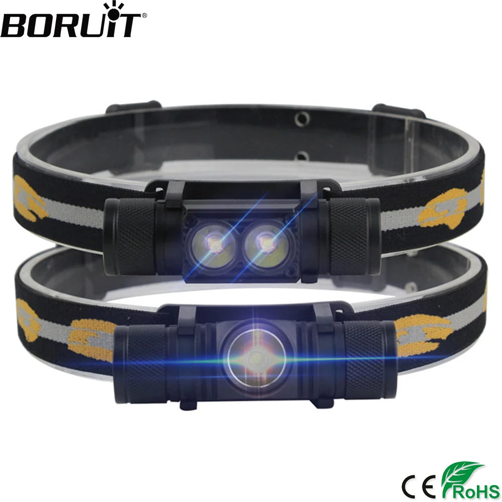 lampe frontale rechargeable camping chasse étanche 10w led noir jaune adjustable