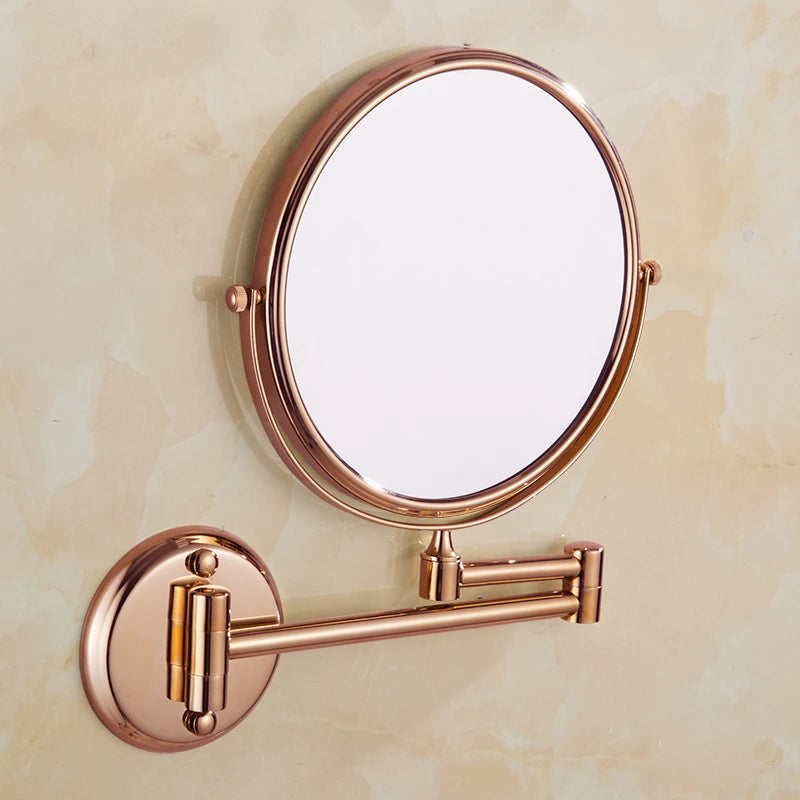 miroir cosmétique moderne noir doré cuivre rond fixé mur extension bras articulaire double face
