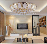 plafonnier crystal doré fleurs stylisées élégant led blanc moderne