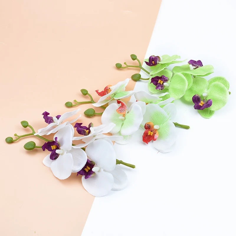 fleurs artificielles orchidées papillon soie rose violet bleu vert décoration maison intérieur mariage anniversaire