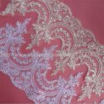 dentelle polyester blanc ajourée paillettes 22cm confection artisanat mariage erotique floral
