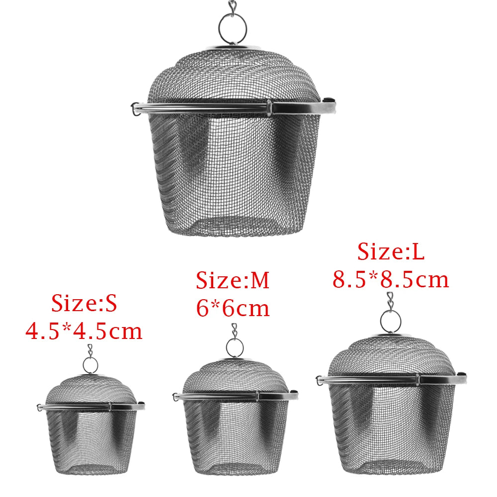 infuseur thé maille fine chaîne boucle moderne argenté filtre épices cuisine théière herbes thé