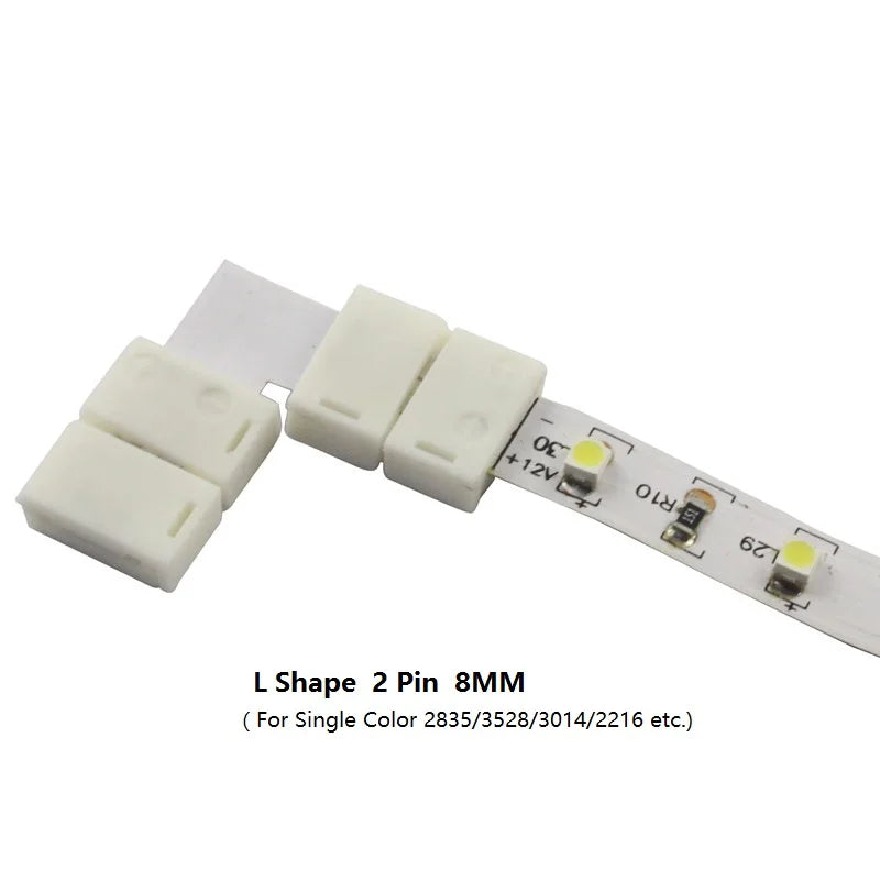 connecteur ruban led blanc plastique adhésif moderne 24v shape 8mm 10mm