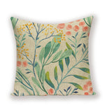housse coussin carré motif feuilles vertes moderne zip invisible 45cm 45cm