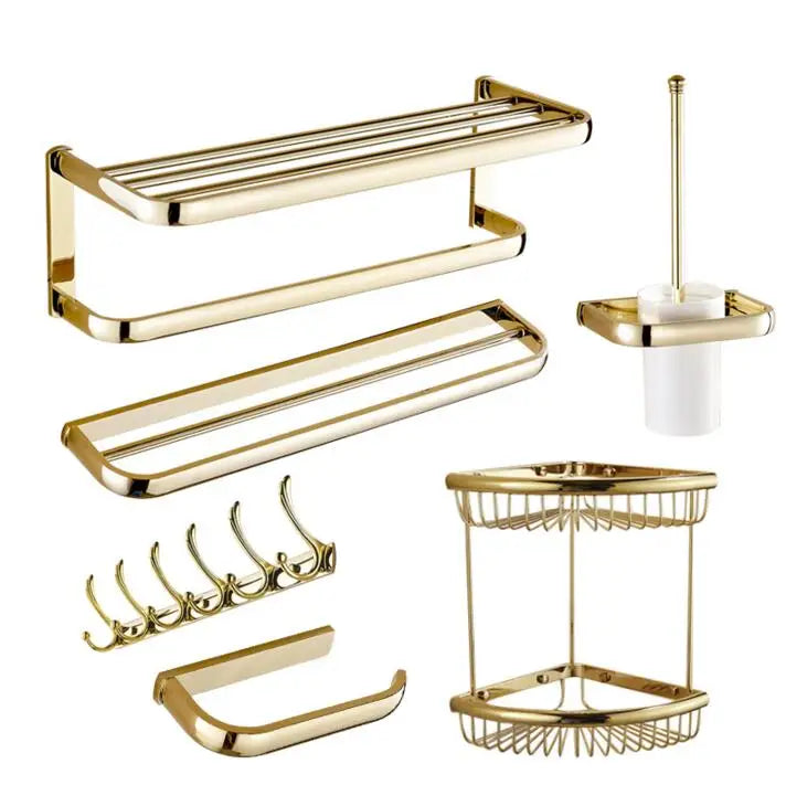accessoires salle bain doré moderne porte serviettes porte savon porte gobelet