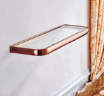 étagère murale verre or rose moderne transparente cosmétiques accessoires salle bain fixations inclusées rectangle