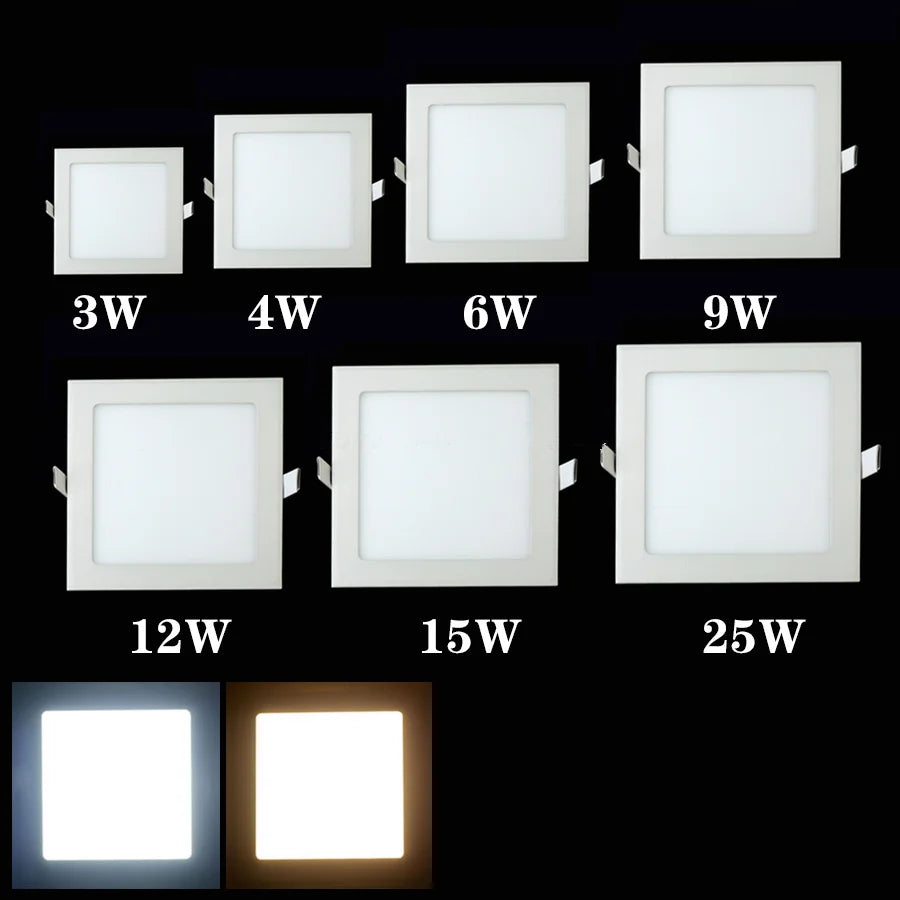 panneau led carré blanc mat moderne clips adaptateur led 3w 6w 9w 12w 15w