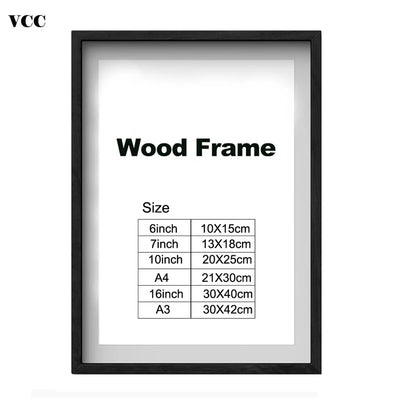 Cadre photo A3 en bois classique noir sur mur blanc
