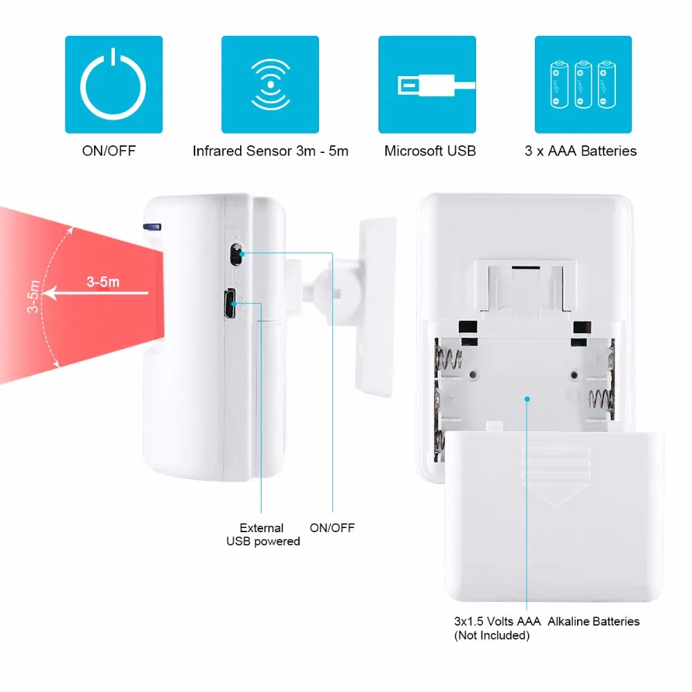 sonnette porte sans fil rechargeable blanc moderne batterie inclusion prise courant