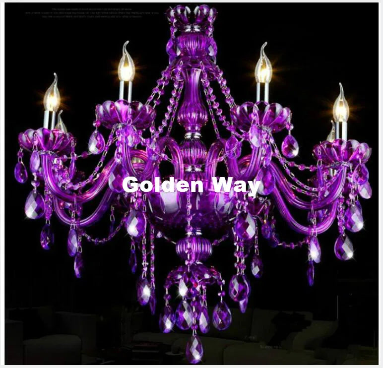 lustre cristal violet transparent classique encastrée led 90v 260v e14 art deco