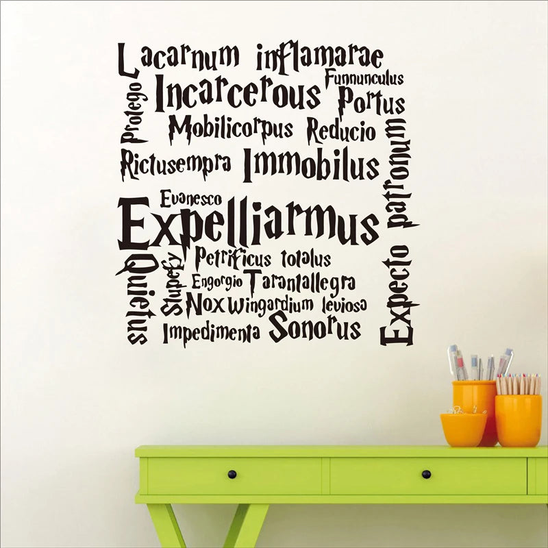 autocollant mural harry potter citation enfant chambre décoration film noir adhésif vinyle moderne opaque