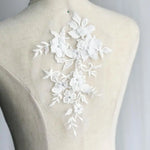 appliques textile brodées fleurs feuilles bleu marine rouge blanc roseclair mariage robemariage