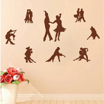sticker mural silhouettes danseurs noir brun contour simple adhésif chambre danse